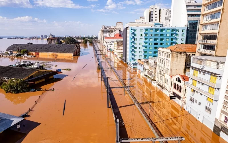 Enchente de maio em Porto Alegre, na orla do Guaíba.